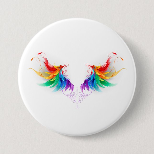 Chapa Redonda De 7 Cm Alas del arco iris fluidas (Anverso)