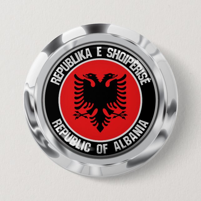 Chapa Redonda De 7 Cm Albania redonda Emblem (Anverso)