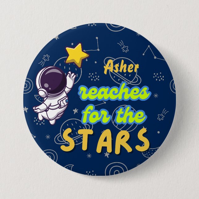 Chapa Redonda De 7 Cm Alcance azul personalizado para la afirmación de l (Anverso)