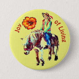 Chapa Redonda De 7 Cm Alegría del piloto vivo en una insignia de Pony