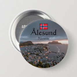Chapa Redonda De 7 Cm Alesund Norway Souvenir