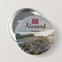 Chapa Redonda De 7 Cm Alesund Norway Souvenir