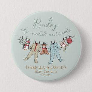 Chapa Redonda De 7 Cm Alfiler para Baby Shower de invierno Baby It's Col