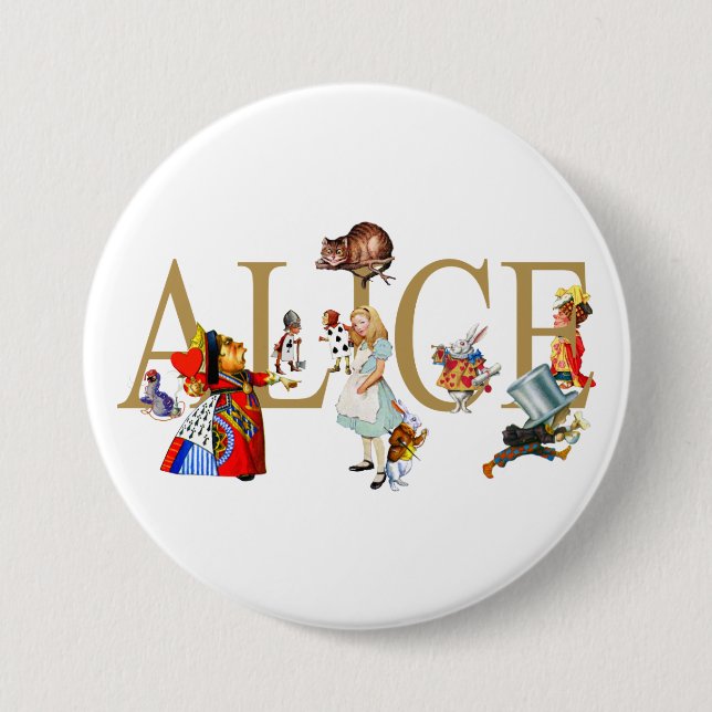 CHAPA REDONDA DE 7 CM ALICE EN WONDERLAND Y AMIGOS (Anverso)