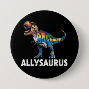 Chapa Redonda De 7 Cm Allysaurus LGBT Dinosaurio Bandera Arcoiris aliado