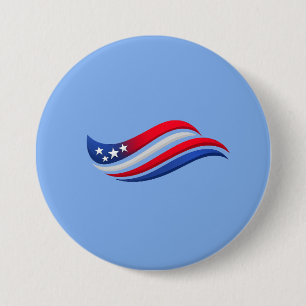 Chapa Redonda De 7 Cm Almohada Decorativa USA Stars & Stripes Wave   Roj
