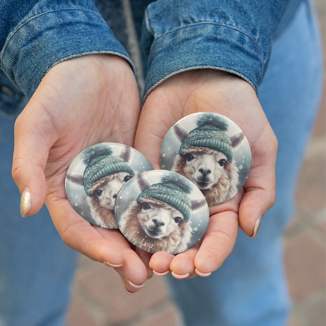 Chapa Redonda De 7 Cm Alpaca dulce de invierno, personalizado (Subido por el creador)