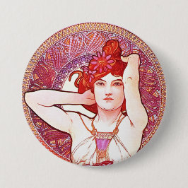 Chapa Redonda De 7 Cm Alphonse Mucha Amethyst Floral Vintage Art Nouveau