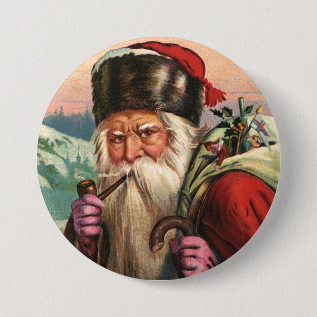 Chapa Redonda De 7 Cm Alpine Santa Button (Anverso)