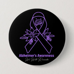 Chapa Redonda De 7 Cm Alzheimer's Ribbon Fight Dementia Awareness