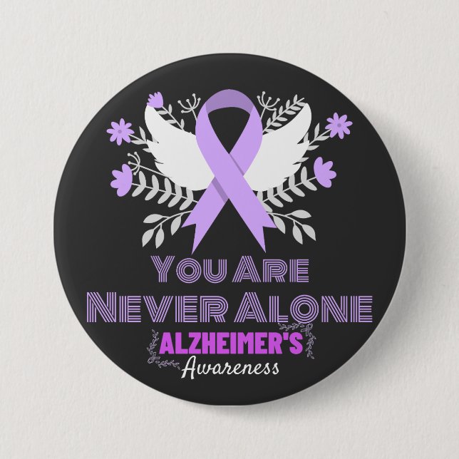 Chapa Redonda De 7 Cm Alzheimer's Ribbon Fight Dementia Awareness (Anverso)