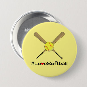 Chapa Redonda De 7 Cm Amar softbol deportes de hashtag amarillos