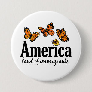 Chapa Redonda De 7 Cm América Tierra De Inmigrantes