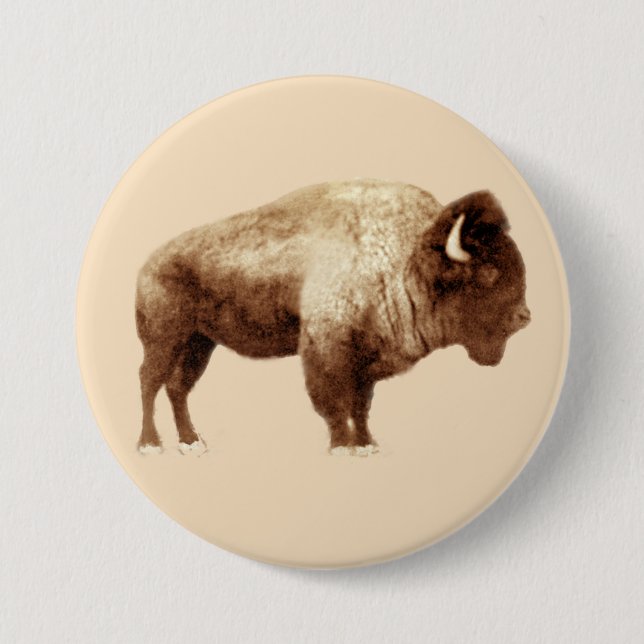 Chapa Redonda De 7 Cm American Bison (Anverso)