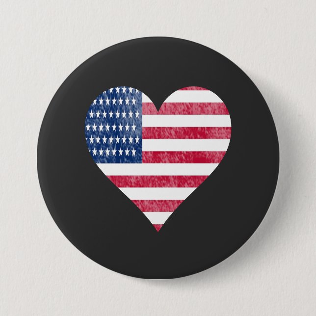 Chapa Redonda De 7 Cm American flag in heart (Anverso)