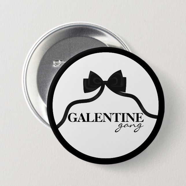Chapa Redonda De 7 Cm Amigo de la banda Galentine Valentine Black Bow (Anverso y reverso)