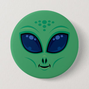 Chapa Redonda De 7 Cm Amistosa Personalizado Alien Face
