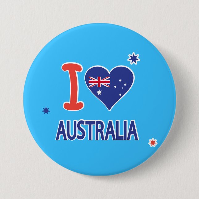 Chapa Redonda De 7 Cm "AMO A AUSTRALIA" Día de Australia 26 de enero (Anverso)