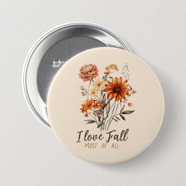 Chapa Redonda De 7 Cm Amo a la Caída sobre todo - Foliage de otoño (Anverso y reverso)