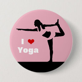 Chapa Redonda De 7 Cm Amo a señora Black Silhouette de la yoga en