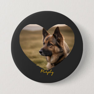 Chapa Redonda De 7 Cm Amo la imagen personalizada y el nombre de mi perr
