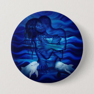 Chapa Redonda De 7 Cm Amor, acto de pasión - pareja con delfín