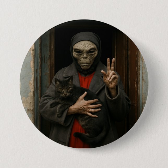 Chapa Redonda De 7 Cm Amor Alien (Anverso)