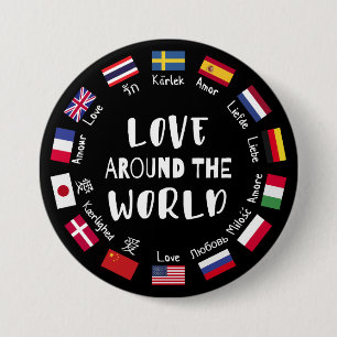 Chapa Redonda De 7 Cm Amor alrededor de los idiomas del mundo 