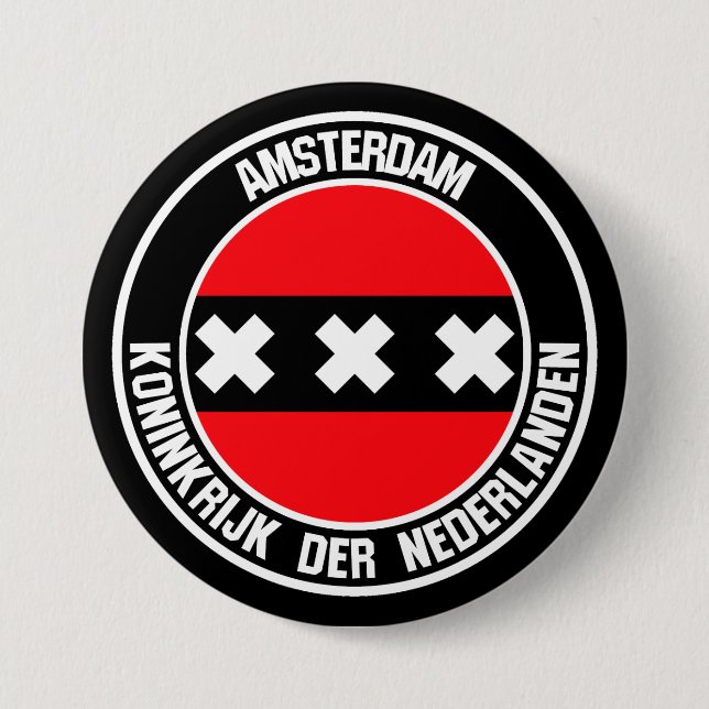 Chapa Redonda De 7 Cm Ámsterdam Round Emblem (Anverso)