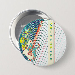 Chapa Redonda De 7 Cm Añadir nombre a la guitarra eléctrica moderna Guay