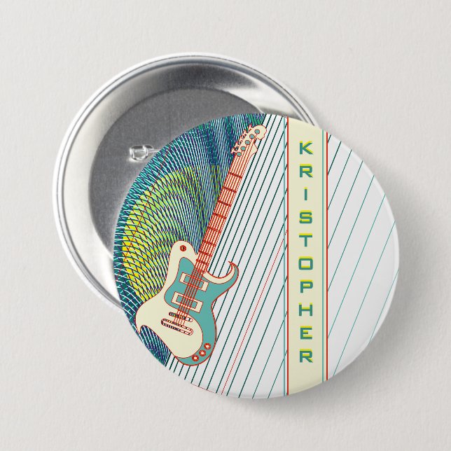 Chapa Redonda De 7 Cm Añadir nombre a la guitarra eléctrica moderna Guay (Anverso y reverso)