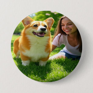 Chapa Redonda De 7 Cm Añadir Personalizar Mascota de foto personalizada