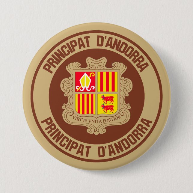Chapa Redonda De 7 Cm Andorra Round Emblem (Anverso)
