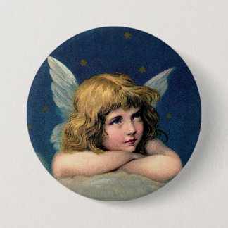 Chapa Redonda De 7 Cm Ángel vintage de Navidad