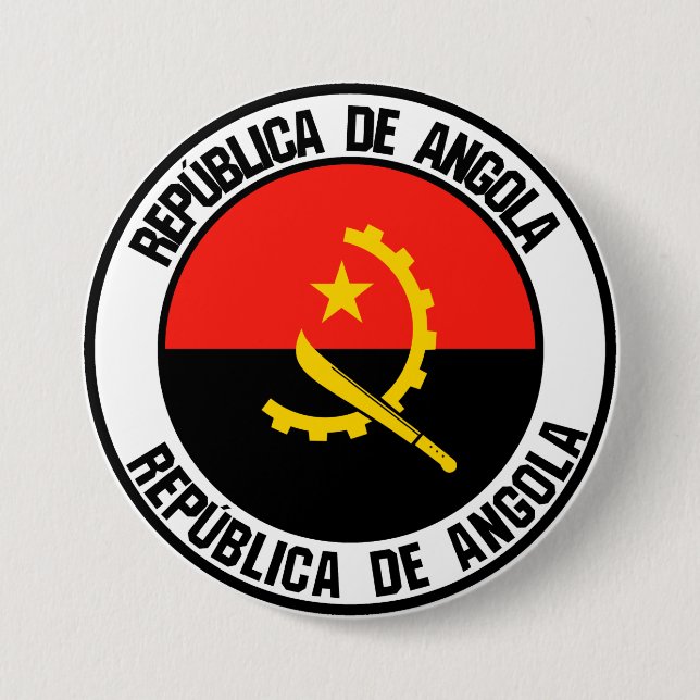 Chapa Redonda De 7 Cm Angola redonda Emblema (Anverso)