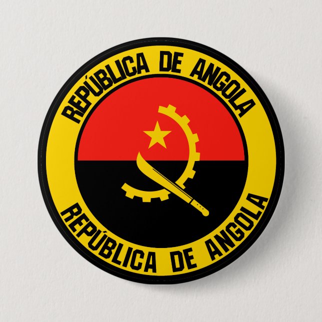 Chapa Redonda De 7 Cm Angola redonda Emblema (Anverso)