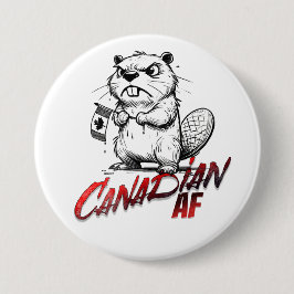 Chapa Redonda De 7 Cm Angry Beaver Canadian AF
