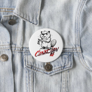 Chapa Redonda De 7 Cm Angry Beaver Canadian AF
