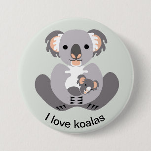 Chapa Redonda De 7 Cm Animales salvajes - Amo KOALAS - Vida silvestre au