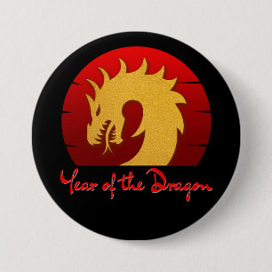 CHAPA REDONDA DE 7 CM AÑO DEL DRAGÓN ORO ROJO