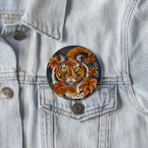 Chapa Redonda De 7 Cm Año zodiaco chino del tigre