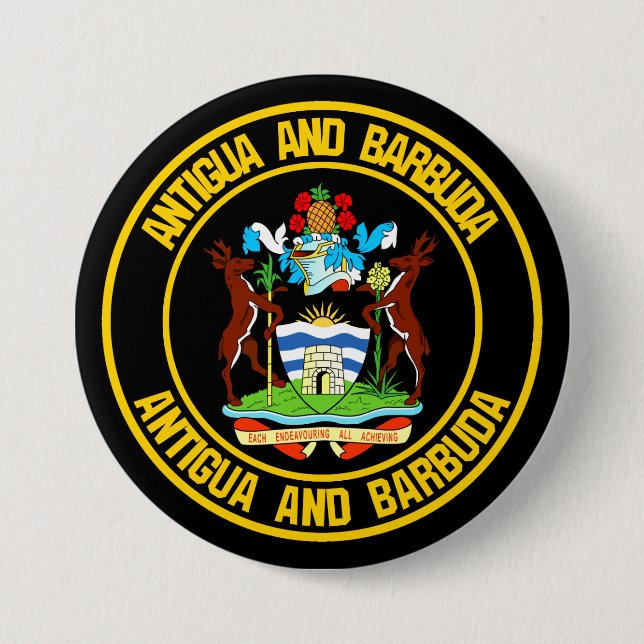 Chapa Redonda De 7 Cm Antigua y Barbuda Round Emblem (Anverso)
