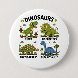 Chapa Redonda De 7 Cm Aprendizaje de especies de dinosaurios para niños