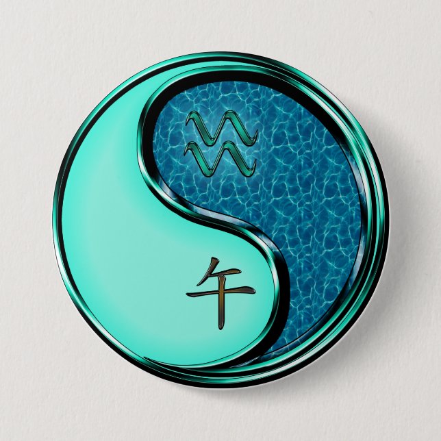 Chapa Redonda De 7 Cm Aquarius & Water Horse (Anverso)