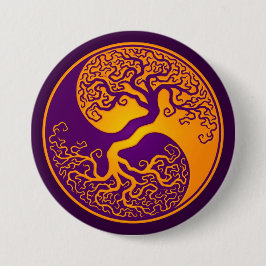 Chapa Redonda De 7 Cm Árbol de la vida púrpura de oro Yin Yang