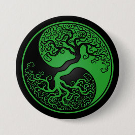 Chapa Redonda De 7 Cm Árbol de la vida verde y negro Yin Yang