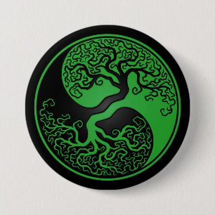 Chapa Redonda De 7 Cm Árbol de la vida verde y negro Yin Yang