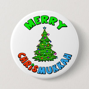 Chapa Redonda De 7 Cm Árbol de navidad con la estrella de David en el