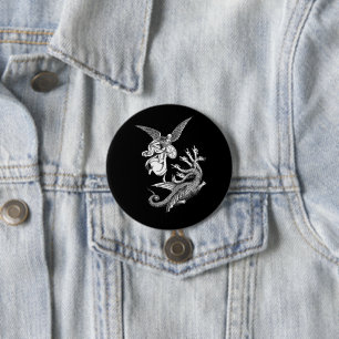 Chapa Redonda De 7 Cm Arch Angel Fighting hydra Dragon ilustracion de ar