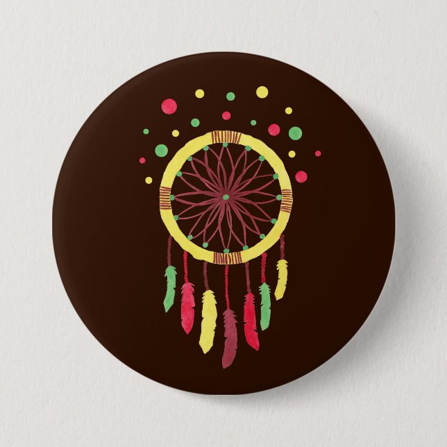 Chapa Redonda De 7 Cm Arco iris Dreamcatcher (Anverso)